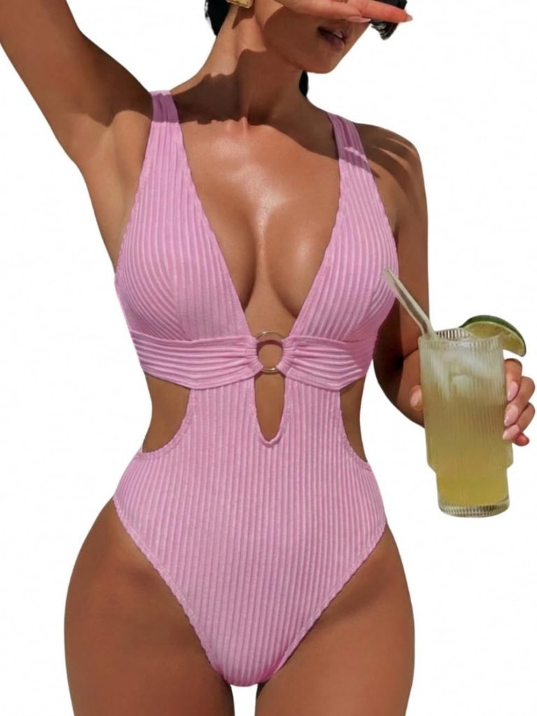 Sexy High Cut Cheeky One Piece Swimsuit | Plunge V Neck Monokini For Beach
